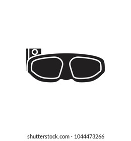 Virtual reality glasses black silhouette icon. Virtual reality glasses vector illustration on white background. Element for Virtual reality design and web