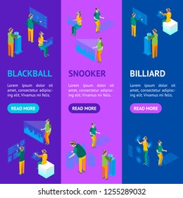 Virtual Reality Glasses Concept with People 3d Banner Vecrtical Set Isometric View Technology Cyberspace. Vector illustration of VR