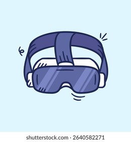 Virtual reality glasses doodle icon collection. Augmented reality hand drawn illustration.