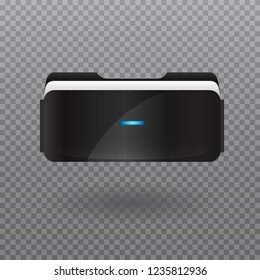Virtual reality glasses front view isolated on transparent background.  Innovation device for playing computer games and watching movies. VR digital cyberspace technology.