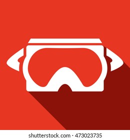 Virtual reality glasses, gaming and entertainment headset icon, vector illustration over red background