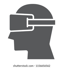 Virtual reality glasses glyph icon, electronic and device, headset sign, vector graphics, a solid pattern on a white background, eps 10.