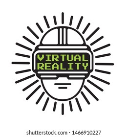 Virtual reality glasses, goggles icon. User in virtual reality headset. Vector Illustration on isolated white background