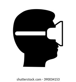 Virtual reality glasses, goggles icon. User in virtual reality headset Vector Illustration