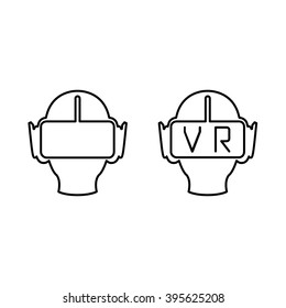 Virtual reality glasses, goggles icon. User in virtual reality headset Vector Illustration