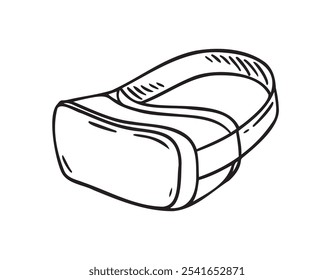 Realidade virtual óculos desenhado à mão ícone de doodle. Gravação linear vetorial de óculos VR. Ilustração de óculos de realidade virtual . Ilustração vetorial