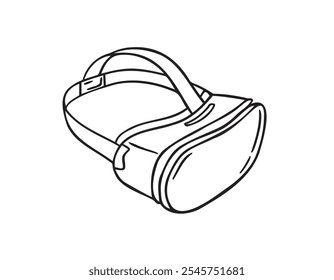 Realidade virtual óculos desenhado à mão ícone de doodle. Gravação linear vetorial de óculos VR. Ilustração de óculos de realidade virtual . Ilustração vetorial