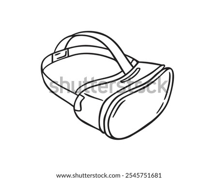 Virtual reality glasses hand drawn doodle icon. Vector linear engraving of VR glasses. Illustration of virtual reality glasses . Vector illustration