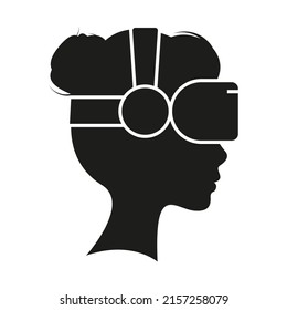 Virtual Reality Glasses with human head Icon. Flat style illustration