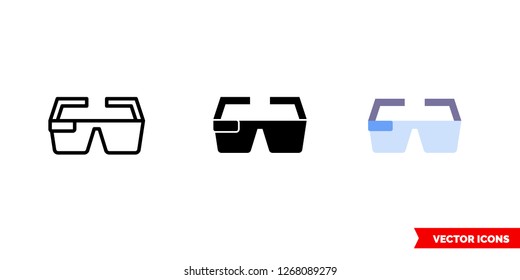 Virtual reality glasses icon of 3 types: color, black and white, outline. Isolated vector sign symbol.