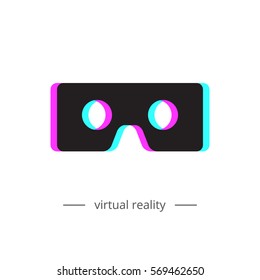 Virtual reality glasses icon. Chromatic aberration