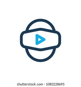 Virtual reality glasses icon isolated on white background. Virtual reality glasses vector logo. Flat design style