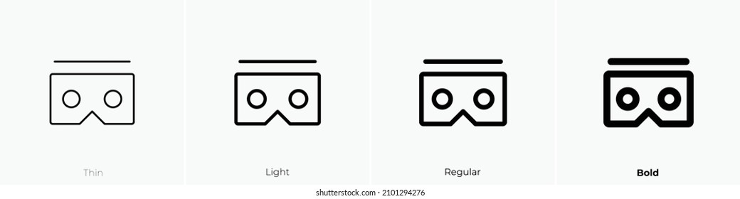 icono de gafas de realidad virtual. Diseño delgado, ligero y audaz aislado en un fondo blanco