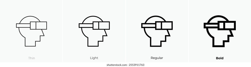 virtual reality glasses icon. Thin, Light Regular And Bold style design isolated on white background