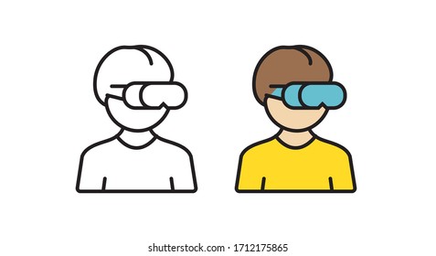 Icono de gafas de realidad virtual. Ilustración vectorial en un estilo plano.
