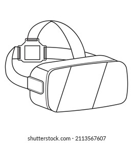 virtual reality glasses isolated on a white background, black outline in doodle style