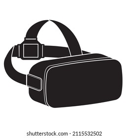 Virtual-Reality-Brille einzeln auf weißem Hintergrund, Symbol im schwarzen Silhouettenstil