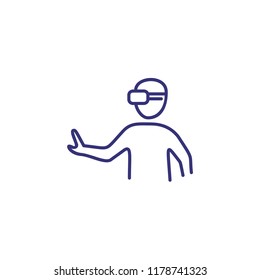Virtual reality glasses line icon. Game, device, headset. Innovation concept. Vector illustration can be used for topics like technology, entertainment, simulation