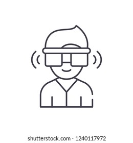 Virtual reality glasses line icon concept. Virtual reality glasses vector linear illustration, symbol, sign