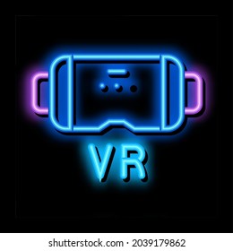 virtual reality glasses neon light sign vector. Glowing bright icon virtual reality glasses sign. transparent symbol illustration