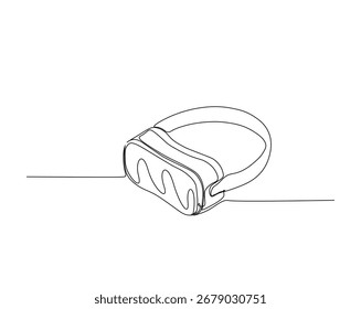 Virtual Reality Brille Umriss Zeichnung Illustration. Einfache kontinuierliche Linienführung der VR-Brille.