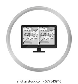 Virtual reality glasses overlay on monitor icon in monochrome style isolated on white background. Virtual reality symbol stock vector illustration.