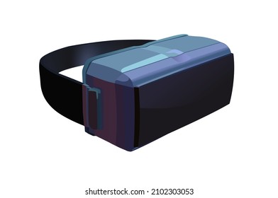 Virtual reality glasses in perspective. Vector illustration of an augmented reality helmet in purple and blue tones