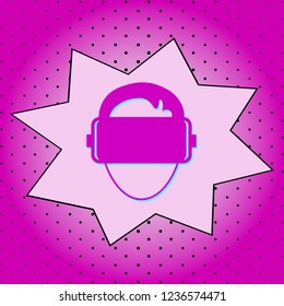 Virtual reality glasses .Purple icon pop-art background .Vector.