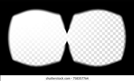 Virtual Reality Glasses Sight View Vector. Stereoscopic Screen Frame Template. Technology Design 3D VR Concept For Web, Graphic Design. Soft Edges. Transparent Background Illustration