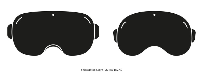 Virtual Reality Glasses Silhouette Icon Set. VR Technology Symbol Collection. Video Game Goggles Glyph Pictogram. Gaming Headset Solid Sign. Isolated Vector Illustration.