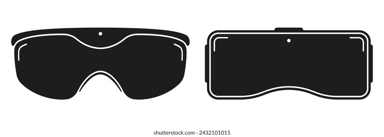 Virtual Reality Glasses Silhouette Icon Set. VR Goggles Symbol Collection. Video Game Headset Glyph Pictogram. Gaming Technology Solid Sign. Isolated Vector Illustration.