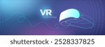 Virtual reality glasses technology background. Abstract vr world with neon lines. Creative futuristic concept. Modern template for web and print.