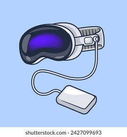 Ilustración del icono del vector de la historieta de la tecnología de las gafas de la realidad virtual. Icono de objeto de tecnología Concepto Vector Premium aislado. Estilo plano de dibujos animados