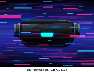 Virtual reality glasses technology with glitch effect. Vector illustration abstract background.