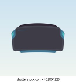 Virtual reality glasses. Vector illustration of head-mounted display (HMD). Concept of modern device for virtual reality (VR). Icon of helmet for immersive multimedia.