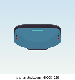 Virtual reality glasses. Vector illustration of head-mounted display (HMD). Concept of modern device for virtual reality (VR). Icon of helmet for immersive multimedia.