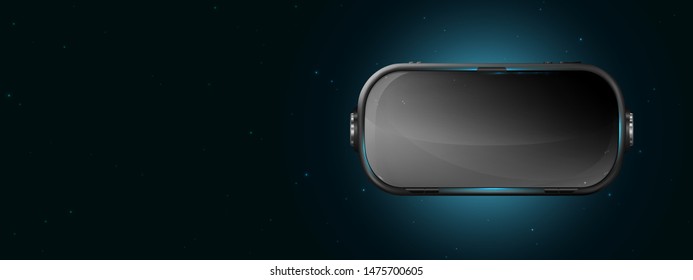 Virtual reality glasses. Vr headset. Video games. Innovation. Augmented reality glasses. Video games. Vr glasses. Cyberspace. Modern technology. Hi-tech. Vector illustration.