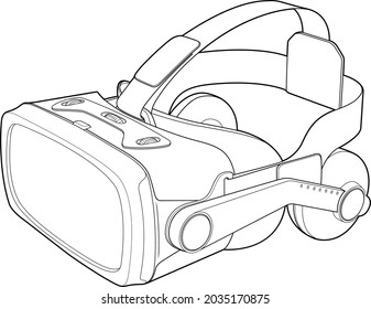 virtual reality glasses, VR line design. vr box, vector linear illustration.