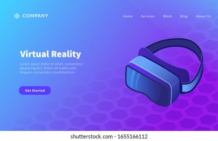 virtual reality glasses for website template or landing homepage banner