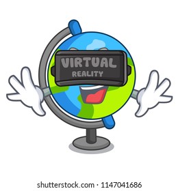 Virtual reality globe mascot cartoon style