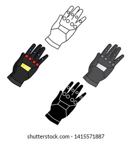 Virtual reality glove controller icon in cartoon,black style isolated on white background. Virtual reality symbol stock vector illustration.