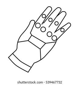 Virtual reality glove controller icon in outline style isolated on white background. Virtual reality symbol stock vector illustration.