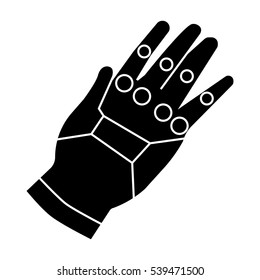 Virtual reality glove controller icon in black style isolated on white background. Virtual reality symbol stock vector illustration.