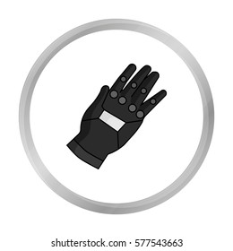 Virtual reality glove controller icon in monochrome style isolated on white background. Virtual reality symbol stock vector illustration.