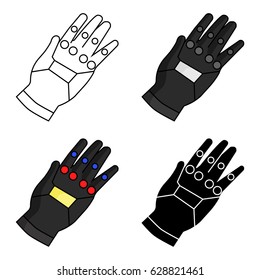 Virtual reality glove controller icon in cartoon style isolated on white background. Virtual reality symbol stock vector illustration.