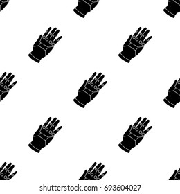 Virtual reality glove controller icon in black style isolated on white background. Virtual reality symbol stock vector illustration.