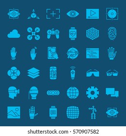 Virtual Reality Glyphs Website Icons. Vector Set of Modern Augmented Technology Symbols.