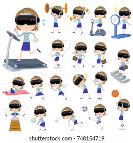 virtual reality goggle woman. Sports & exercise