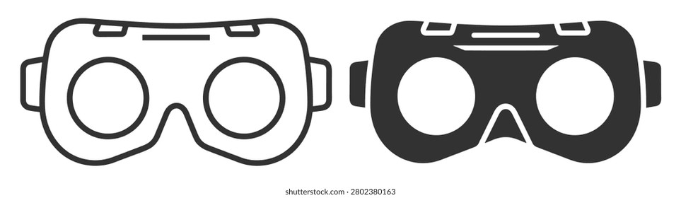virtual reality goggles icon set, digital headset illustration for technology and gaming on transparent background