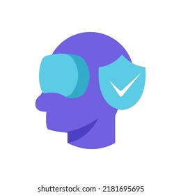 Virtual Reality Goggles Safety For Mental Health User Icon Vector Flat Illustration